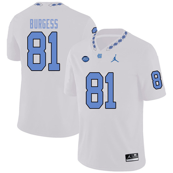 Jordan Brand Men #81 Carson Burgess North Carolina Tar Heels College Football Jerseys Sale-White